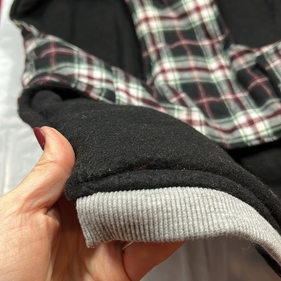 Telluride GRAY KNIT HOODED red green black plaid THICK FLEECE Dog Jacket COAT XL - Picture 4 of 11